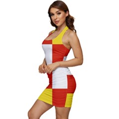 Sleeveless Wide Square Neckline Ruched Bodycon Dress 
