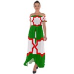 Andalusia Flag Off Shoulder Open Front Chiffon Dress
