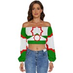 Andalusia Flag Long Sleeve Crinkled Weave Crop Top