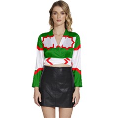 Long Sleeve Tie Back Satin Wrap Top 