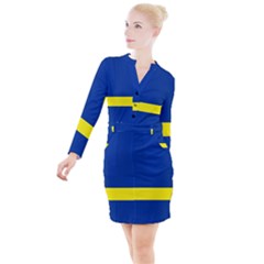 Button Long Sleeve Dress 