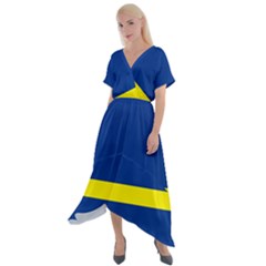 Cross Front Sharkbite Hem Maxi Dress 