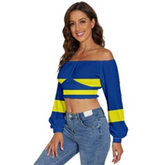 Long Sleeve Crinkled Weave Crop Top 
