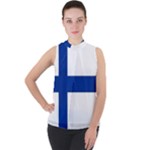 Finland Mock Neck Chiffon Sleeveless Top