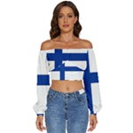 Finland Long Sleeve Crinkled Weave Crop Top