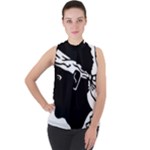 Corsica Flag Mock Neck Chiffon Sleeveless Top