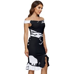 Off Shoulder Ruffle Split Hem Bodycon Dress 