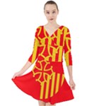 Languedoc Roussillon Flag Quarter Sleeve Front Wrap Dress