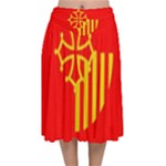 Languedoc Roussillon Flag Velvet Flared Midi Skirt