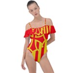 Languedoc Roussillon Flag Frill Detail One Piece Swimsuit