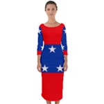 Netherlands Antilles Quarter Sleeve Midi Bodycon Dress