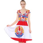 French Polynesia Cap Sleeve Front Wrap Midi Dress