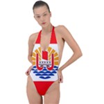 French Polynesia Backless Halter One Piece Swimsuit