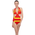 Normandy Flag Halter Front Plunge Swimsuit