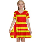 Normandy Flag Kids  Short Sleeve Tiered Mini Dress