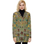 Fishes Admires All Freedom In The World And Feelings Of Security Button Up Hooded Coat 
