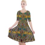 Fishes Admires All Freedom In The World And Feelings Of Security Quarter Sleeve A-Line Dress