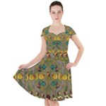 Fishes Admires All Freedom In The World And Feelings Of Security Cap Sleeve Midi Dress