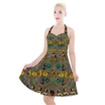 Fishes Admires All Freedom In The World And Feelings Of Security Halter Party Swing Dress 