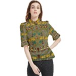 Fishes Admires All Freedom In The World And Feelings Of Security Frill Neck Blouse