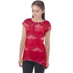 Red Textured Wall Cap Sleeve High Low Top