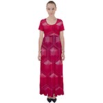 Red Textured Wall High Waist Short Sleeve Maxi Dress