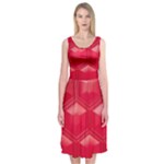 Red Textured Wall Midi Sleeveless Dress
