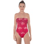 Red Textured Wall Tie Back One Piece Swimsuit