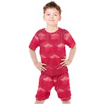 Red Textured Wall Kids  Tee and Shorts Set