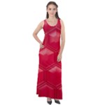 Red Textured Wall Sleeveless Velour Maxi Dress