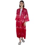 Red Textured Wall Maxi Satin Kimono