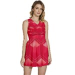 Red Textured Wall Sleeveless High Waist Mini Dress