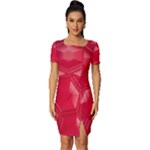 Red Textured Wall Fitted Knot Split End Bodycon Dress