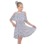 Plaster Background Floral Pattern Kids  Shoulder Cutout Chiffon Dress