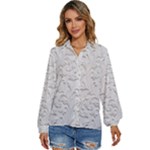 Plaster Background Floral Pattern Women s Long Sleeve Button Down Shirt