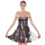 Purple Flower Pattern Strapless Bra Top Dress