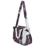Purple Flower Pattern Rope Handles Shoulder Strap Bag