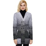 Rain On Glass Texture Button Up Hooded Coat 