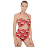 Stackable Chips In Lines Scallop Top Cut Out Swimsuit