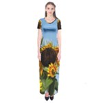 Sunflower Flower Yellow Short Sleeve Maxi Dress