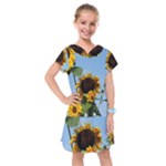 Sunflower Flower Yellow Kids  Drop Waist Dress