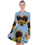 Sunflower Flower Yellow Long Sleeve Panel Dress