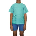 Teal Brick Texture Kids  Short Sleeve Swimwear