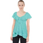 Teal Brick Texture Lace Front Dolly Top