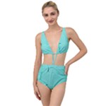 Teal Brick Texture Tied Up Two Piece Swimsuit