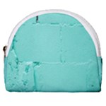 Teal Brick Texture Horseshoe Style Canvas Pouch
