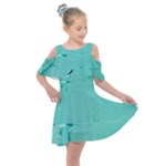 Teal Brick Texture Kids  Shoulder Cutout Chiffon Dress