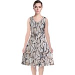 Texture Pattern Design V-Neck Midi Sleeveless Dress 