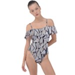 Texture Pattern Design Frill Detail One Piece Swimsuit
