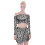 Texture Pattern Wallpaper Off Shoulder Top with Mini Skirt Set